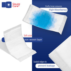 GauzeCare ABD pad with nonstick outer layer for gentle wound removal.