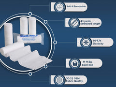 Gauze Care latex-free bandage roll—gentle on skin during wrapping.