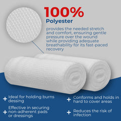 Gauze Care latex-free polyester weave highlighting hospital-grade safety