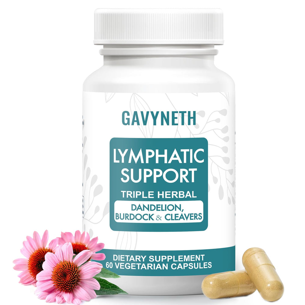 GAVYNETH lymphatic drainage bottle with vegan capsules for daily wellness.