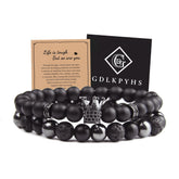 GDLKPYHS black obsidian bracelet crown design 8mm elevates both casual and formal outfits
