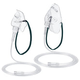 Geiserailie adult oxygen mask in face-view, clear seal for monitoring comfort.