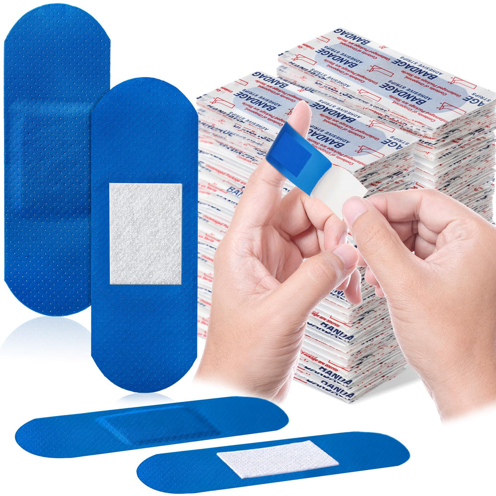 Geiserailie blue bandages 3x1 inch in high-visibility blue for fast kitchen spotting.