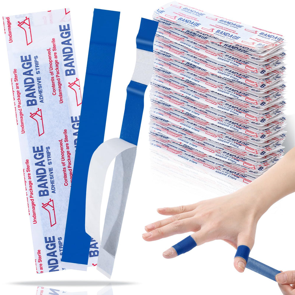 Geiserailie blue detectable bandage bulk pack front view for food safety visibility.