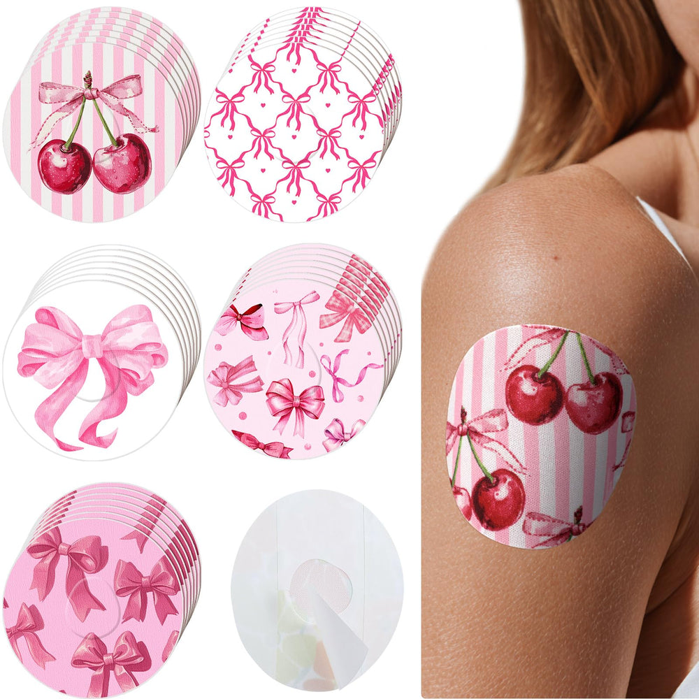 Geiserailie patch for Dexcom G7 with flowers and pink bow, secure wear during workouts