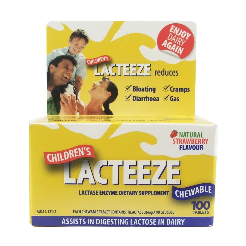 Gelda Scientific Lacteeze para niños, tabletas masticables sabor fresa, apoyo digestivo suave