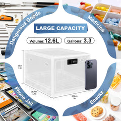 Gemaxvoled large capacity lock box fits medicines, snacks, and small devices.