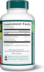 Genacol label close-up highlights the high-strength glucosamine and collagen
