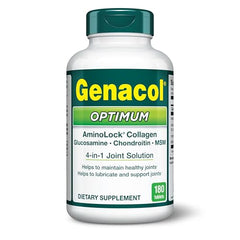Genacol Optimum tablets closeup shows easy daily intake for active adults.