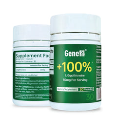 GENEIII ergothioneine bottle front view shows lab-tested antioxidant support