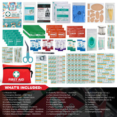 General Medi 150-piece contents displayed, offering practical supplies for minor injuries.