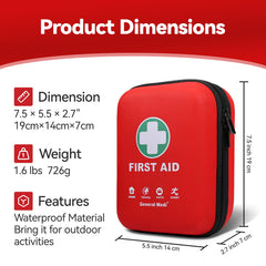General Medi 170-piece kit organized for easy use in car, home, or office.