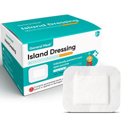 General Medi Sterile Island Dressing 100-count box for sterile wound care packaging.