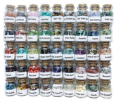 Generic 45-crystal gemstones bottles set for chakra balancing and mindful meditation.