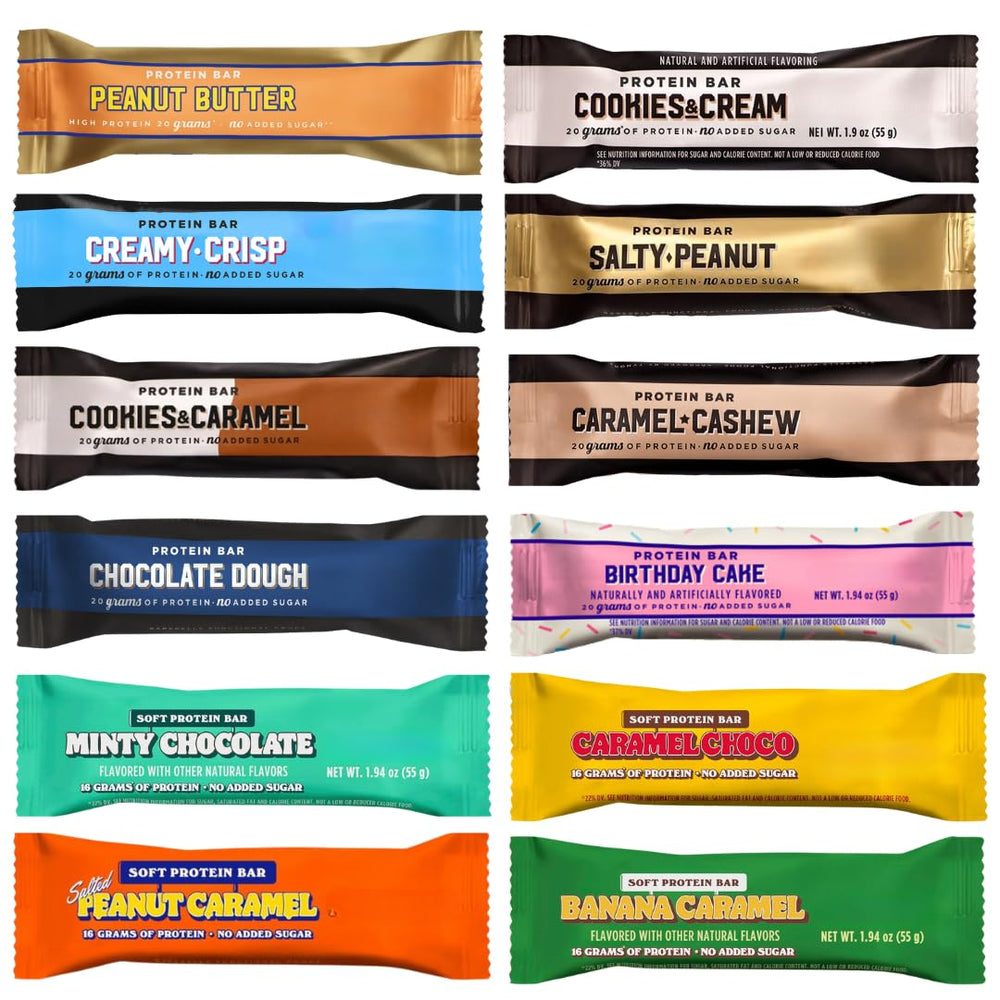 Generic BarebeIIs protein bar variety pack for on-the-go high-protein snacking