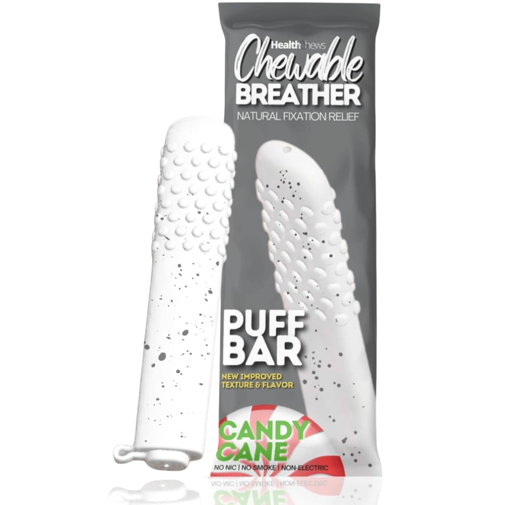 Generic Minty Cane PuffBar close-up showcasing a nicotine-free inhaler for craving management.