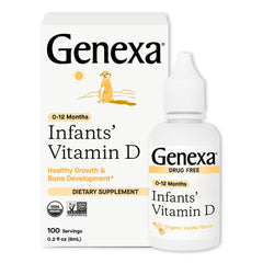 Genexa Infants Vitamin D Drops bottle for easy daily dosage supporting healthy bones