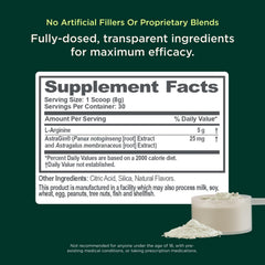 Glass with water and Genius L-Arginine powder ready to mix