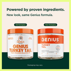 Genius Turkey Tail capsules ready for daily energy and focus.
