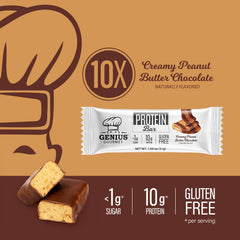 Nutrition facts label highlights 10g whey protein per bar for a tasty option