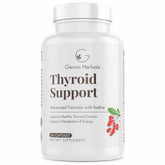 GENIUS HERBALS Thyroid Support bottle front view for daily energy and metabolism support.