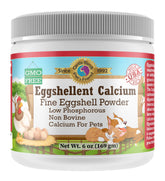 Gentle Blends Pet's Friend Eggshellent Calcium bottle ready for daily supplementation.