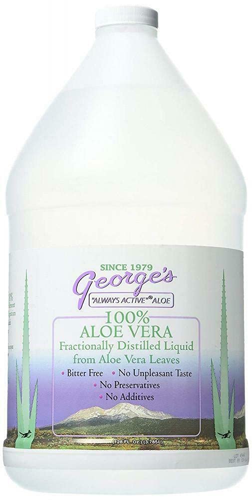 George's Always Active Aloe Vera bottle, 128 oz, ready for daily use and easy mixing