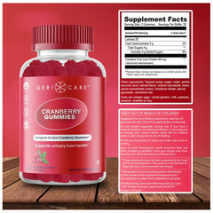 Close-up of GeriCare Cranberry Gummies for antioxidant and immune support.