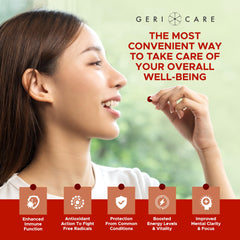 GeriCare One-Daily bottle label closeup, trusted daily nutrition you can rely on.