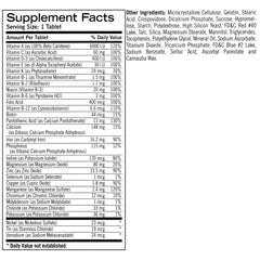 Geritol multivitamin tablets close up featuring 26 nutrients for daily nutrition