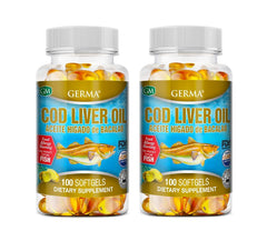 Germa cod liver oil bottle showcases Norwegian origin and omega-3 support for joints