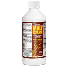 Germa Malt Extract label close-up highlighting fortification with B-12 and iron for energy support