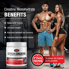 German Creatine 3rd-party tested label demonstrating purity during training.