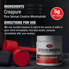 German Creatine scoop-dispense image highlighting easy dosing for consistent performance.