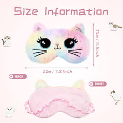 Geyoga antifaz gato, peluche colorido, ideal para pijamadas y viajes.