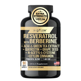 Gflow vitamins resveratrol-berberine-green-tea capsule supports antioxidant wellness for daily vitality.