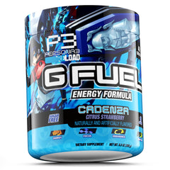 G Fuel Cadenza glass with stirred drink and citrus aroma.
