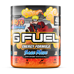 G Fuel Sage Mode tub front label promoting focused energy for gaming