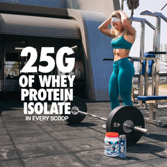 Clear Whey Isolate Blue Raspberry mixed with water, showing light refreshing appearance