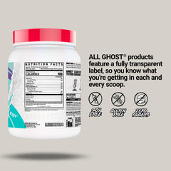 GHOST Clear Whey Isolate nutrition label fully disclosed for transparent ingredients