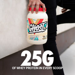 GHOST Coffee Ice Cream Whey glass shake with creamy coffee flavor after training