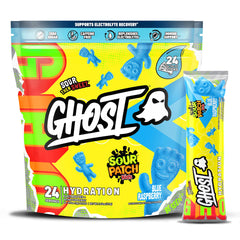 Ghost Hydration blue raspberry stick enhances water with electrolytes.