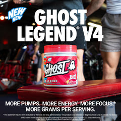 GHOST Legend scoop pouring powder into shaker for a ready-to-use pre-workout mix