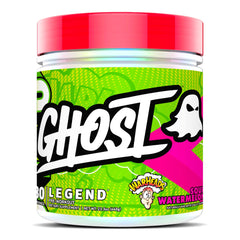 GHOST Legend Warheads Sour Watermelon pre-workout bottle showing energy-boosting design for workouts