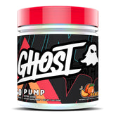 GHOST Pump Peach front view of the bottle showing stimulant-free pre-workout