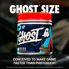 GHOST Size V3 scoop dispensing showing precise serving size for consistent workouts.