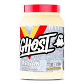 Ghost Vegan Protein Pancake Batter tub reveals transparent ingredients for clean plant-based nutrition