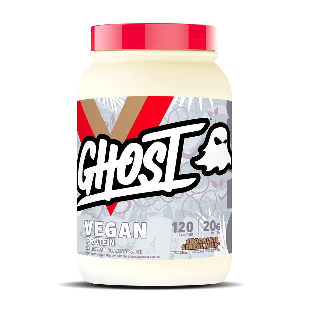 GHOST vegan protein bottle with Chocolate Cereal Milk flavor for daily shakes.