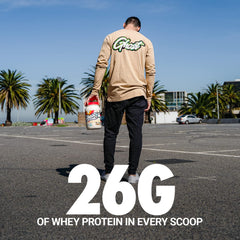 GHOST Whey Peanut Butter Cereal Milk shake glass ready for post-workout enjoyment