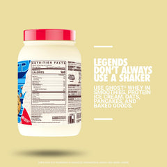 Ghost Whey tub featuring Chips Ahoy blend, front view ready for shakes, baking